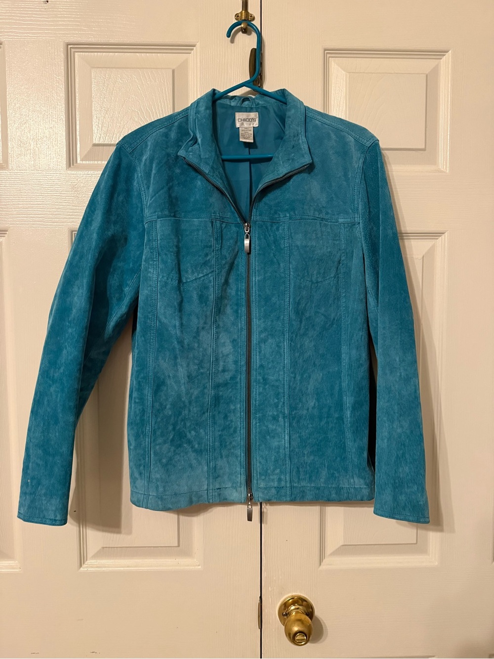 Chico's Teal Suede Zip Jacket
